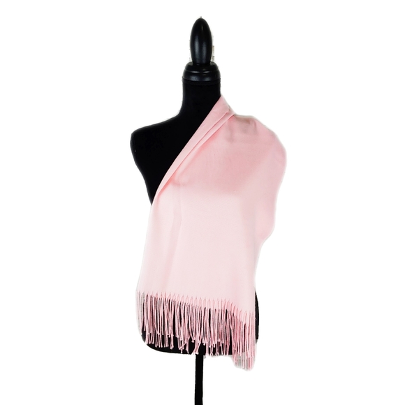NWT Sage Designs Luxurious Pink Blush Pasmina Fringe Wrap Scarf - Picture 4 of 7